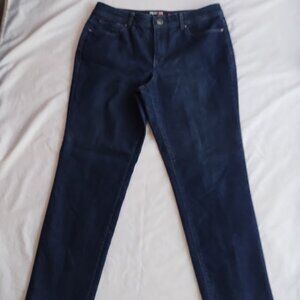 EUC Style & Co Slim Leg Jeans 12 Women’s Dark Wash RHINSTONES New Cond 34x30